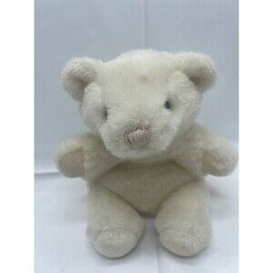Vintage Gund 1982-5 Bear White Teddy Pink Nose Stuffed Animal Plush 8” Tall Rare